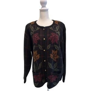 Crystal Kobe Cardigan Vintage Womens Button Up Leaf Sweater SZL Classic Style